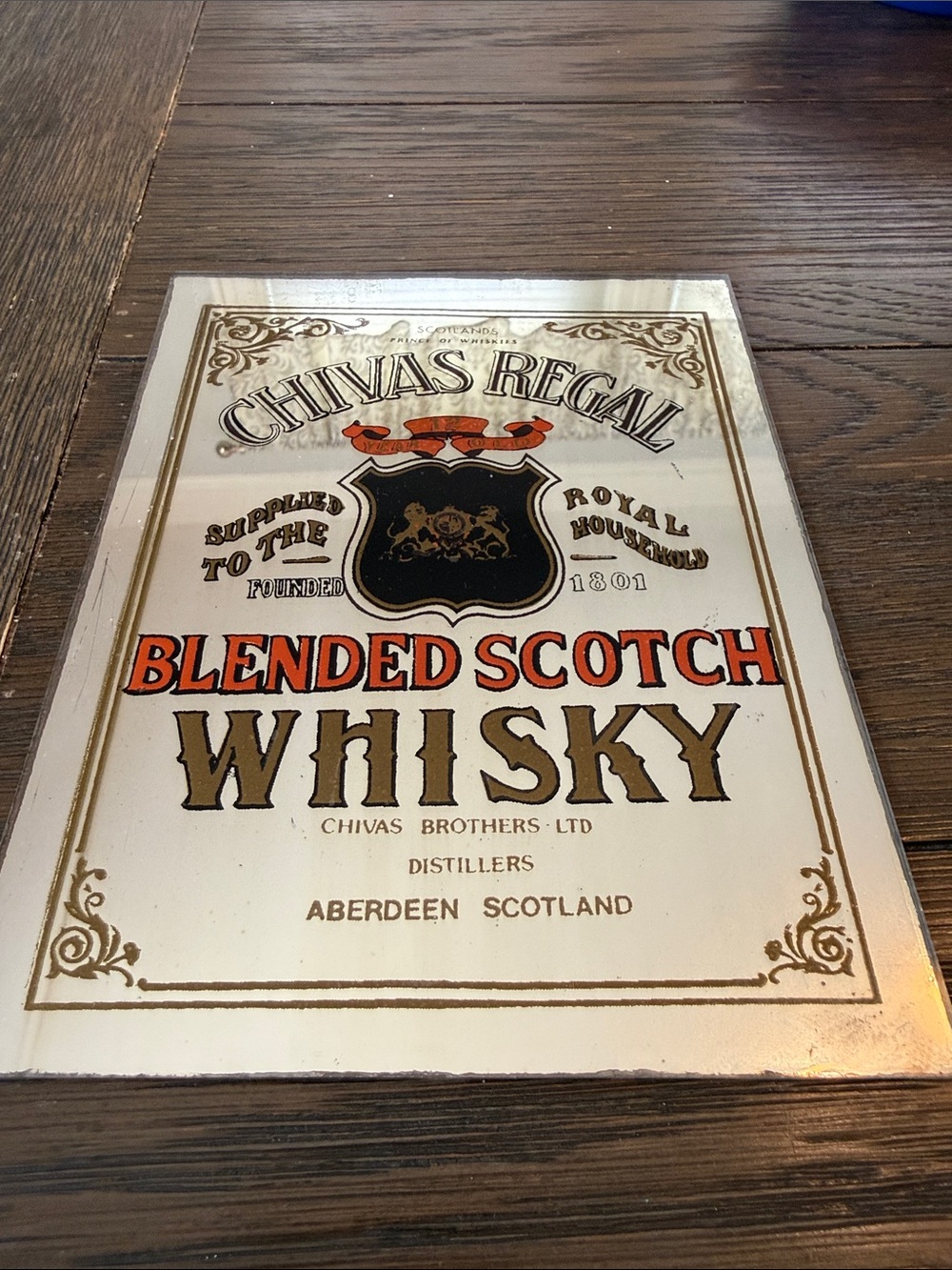 Vintage Chivas Regal Blended Scotch Whisky Mirror Sign - 8” x 6” Bar Wall Art